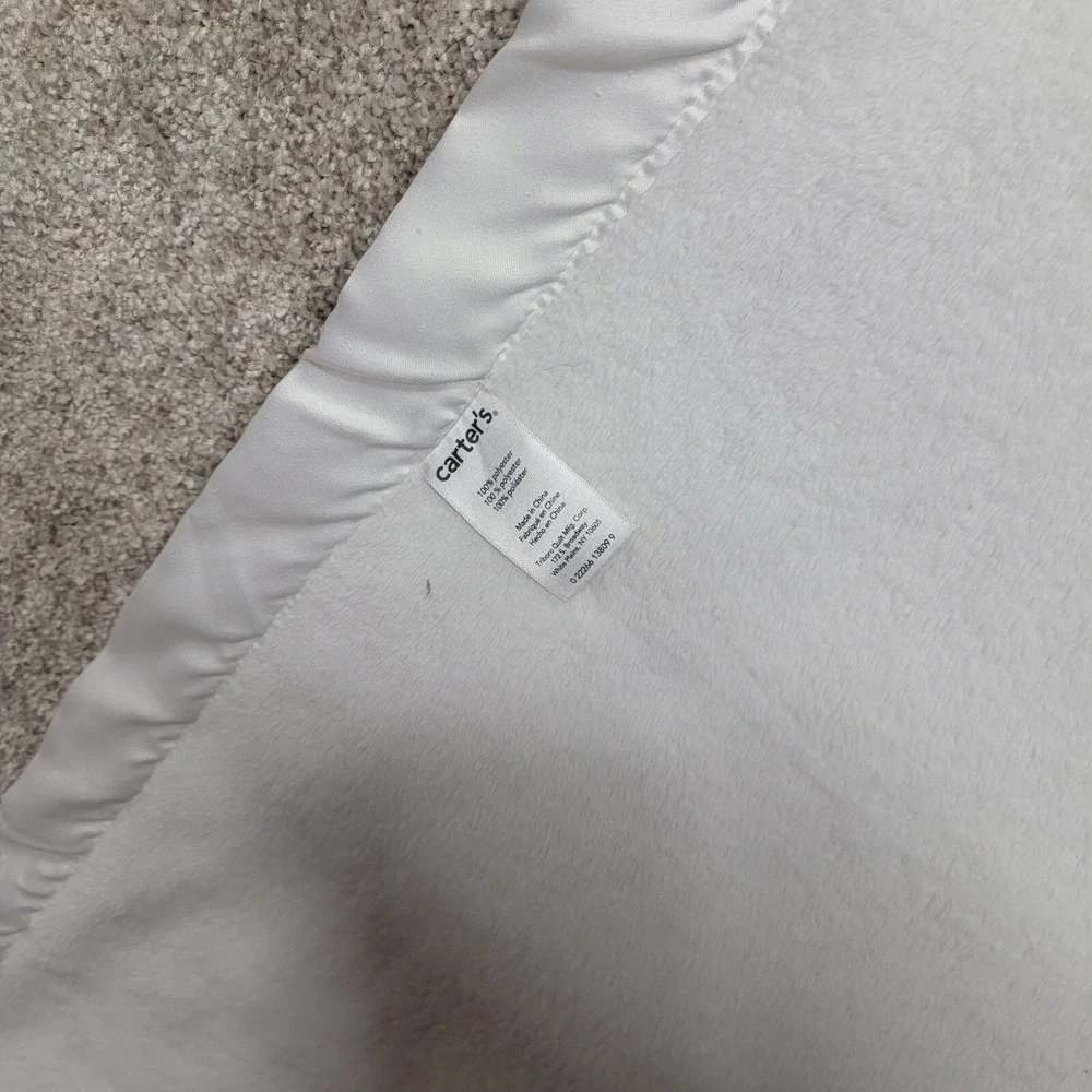 Carters White Baby Blanket‎ Solid Satin Trim Eyelet Baptism Ribbon 30